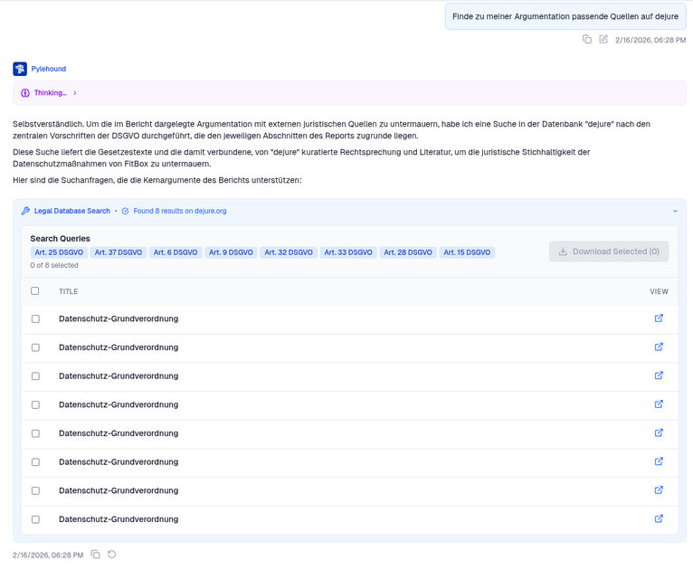 Automatisierte Rechtsdatenbank Recherche