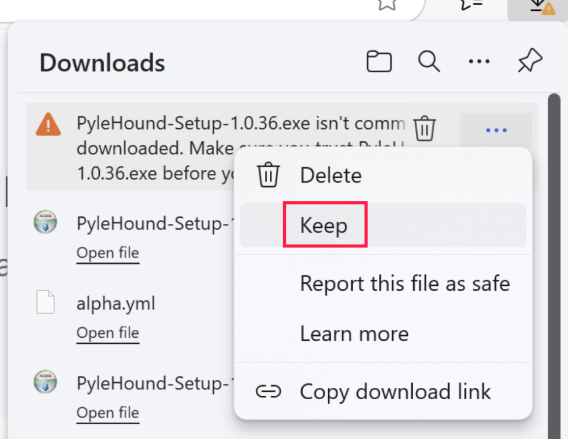 Click on "Keep"