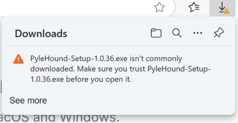 Open the file in Downloads. If this warning appears, please continue with step 2.1. If not, proceed directly to step 3: